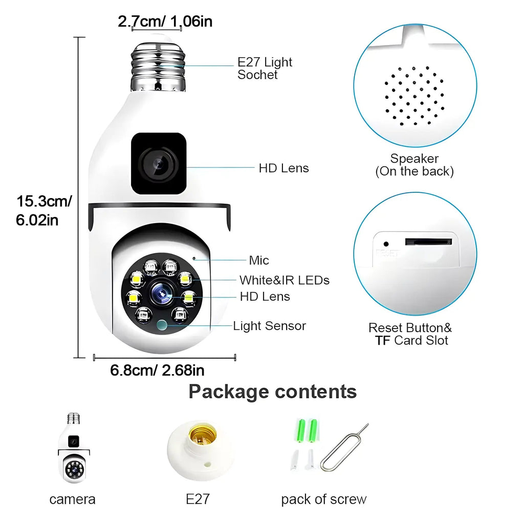 Speed-X   Dual   Lens   Night   Vision   Motion   Detection   Bulb   Camera