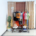 Dual Pole Metal Clothes Stand by Bright House With Dual Shoe Tiers